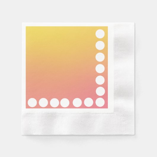 Gradiënt Geel en Speld met Grote Polka Dots Rand Servet (Voorkant)