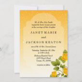 Gradiënt Gele Floral Wedding Kaart (Voorkant)