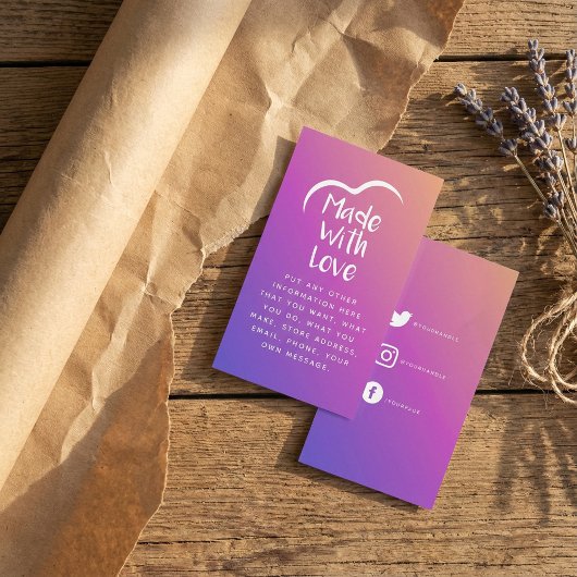 Gradiënt gemaakt met liefdeshart Silhouette Enclos Informatiekaartje