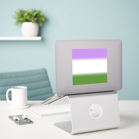 Gradient Genderqueer Pride Flag – Genderqueer Flag Sticker (Laptop op bureau)