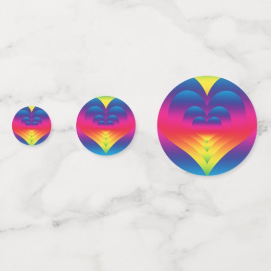 Gradiënt geneste regenboogharten confetti (Achterkanten)