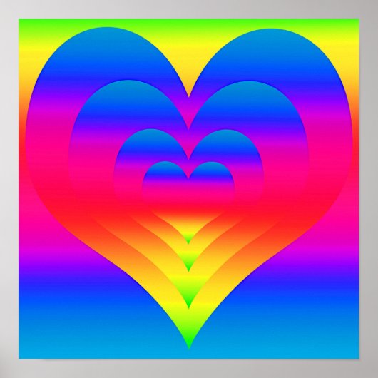 Gradiënt geneste regenboogharten poster (Voorkant)