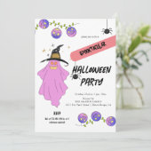 Gradiënt Ghost Skull Garland Halloween Party Kaart (Staand voorkant)