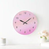 Gradient Girly Glam Celestial Glitter Pastel Roze Grote Klok (Huis)