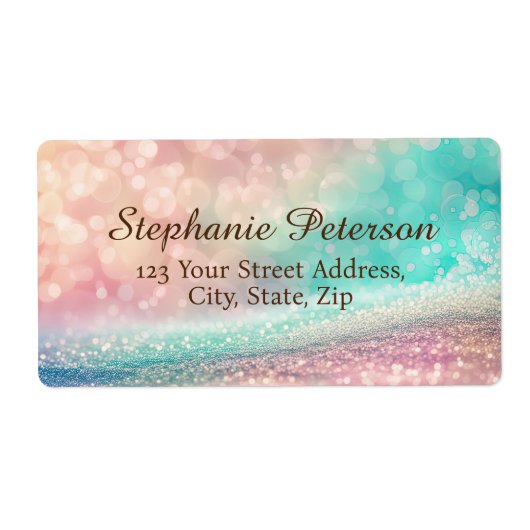 Gradient Glitter Rainbow Bokeh Verzendadres Etiket (Voorkant)