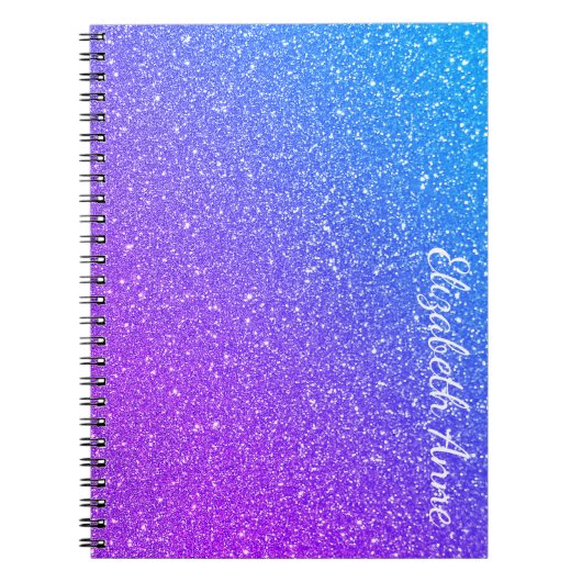 Gradiënt Glitter van Chic die met Naam wordt geper Notitieboek (Voorkant)