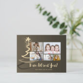 Gradiënt Gold Glitter Tree 5 Fotovakantie Briefkaart (Staand voorkant)