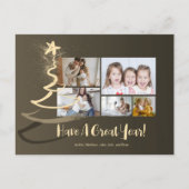 Gradiënt Gold Glitter Tree 5 Fotovakantie Briefkaart (Voorkant)