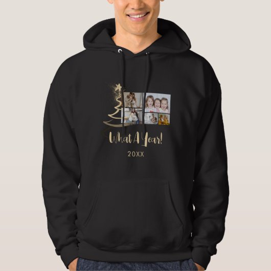 Gradiënt Gold Glitter Tree 5 Fotovakantie Hoodie (Voorkant)