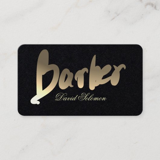 Gradiënt Goud Kapper Typografie Premium Zwart Visitekaartje (Voorkant)