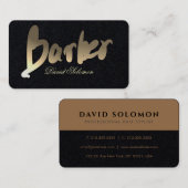 Gradiënt Goud Kapper Typografie Premium Zwart Visitekaartje (Voorkant / Achterkant)