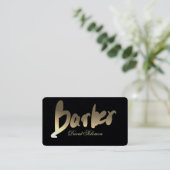 Gradiënt Goud Kapper Typografie Premium Zwart Visitekaartje (Staand voorkant)