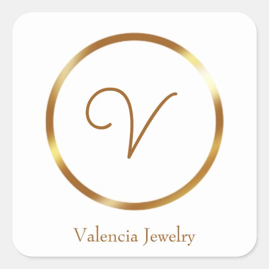 Gradient gouden cirkel custom business logo vierkante sticker (Voorkant)