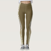 Gradiënt Gouden en Witte Strepen Leggings (Voorkant)