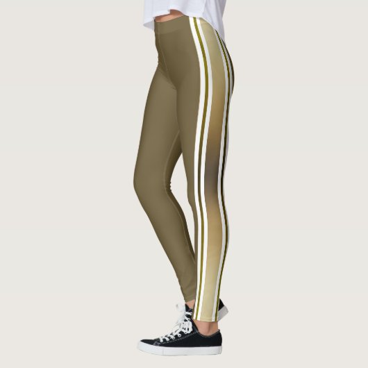 Gradiënt Gouden en Witte Strepen Leggings (Links)