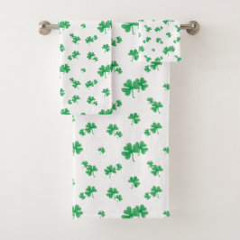 Gradient Green Irish Shamrock Pattern Bad Handdoek