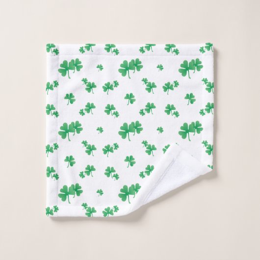 Gradient Green Irish Shamrock Pattern Bad Handdoek (Wasdoekje)