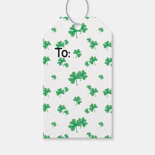 Gradient Green Irish Shamrock Pattern Cadeaulabel (Voorkant)