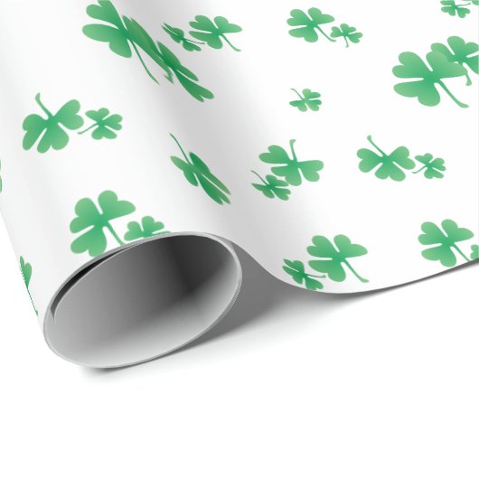 Gradient Green Irish Shamrock Pattern Cadeaupapier (Rol Hoek)