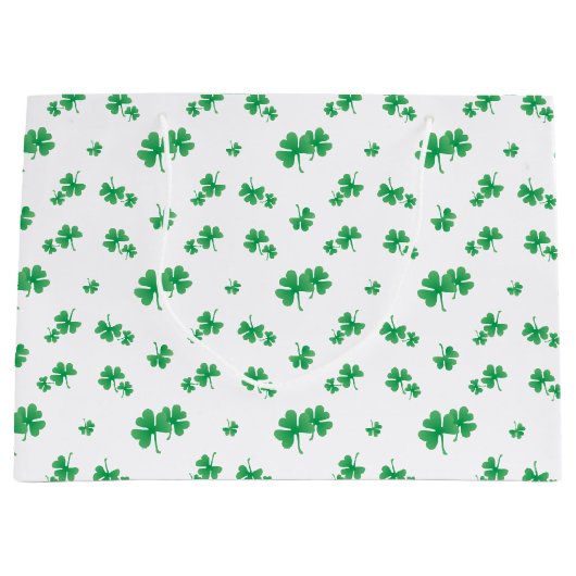 Gradient Green Irish Shamrock Pattern Large Cadeautasje (Voorkant)