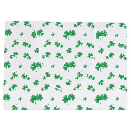 Gradient Green Irish Shamrock Pattern Large Cadeautasje (Achterkant)