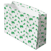 Gradient Green Irish Shamrock Pattern Large Cadeautasje (Achterkant Gekanteld)