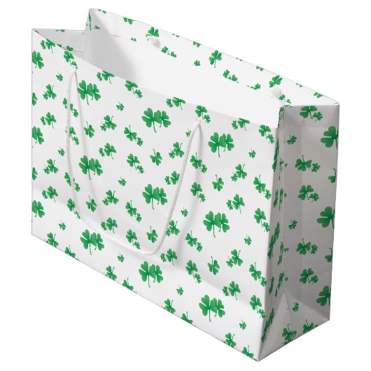 Gradient Green Irish Shamrock Pattern Large Cadeautasje (Voorkant Gekanteld)