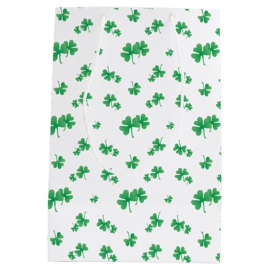 Gradient Green Irish Shamrock Pattern Medium Cadeauzakje (Achterkant)