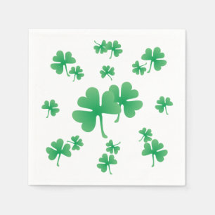 Gradient Green Irish Shamrock Pattern Party Servetten