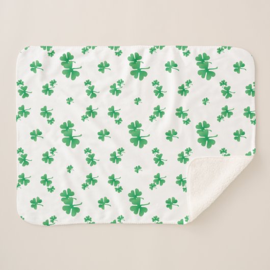 Gradient Green Irish Shamrock Pattern Sherpa Deken (Voorkant (horizontaal))