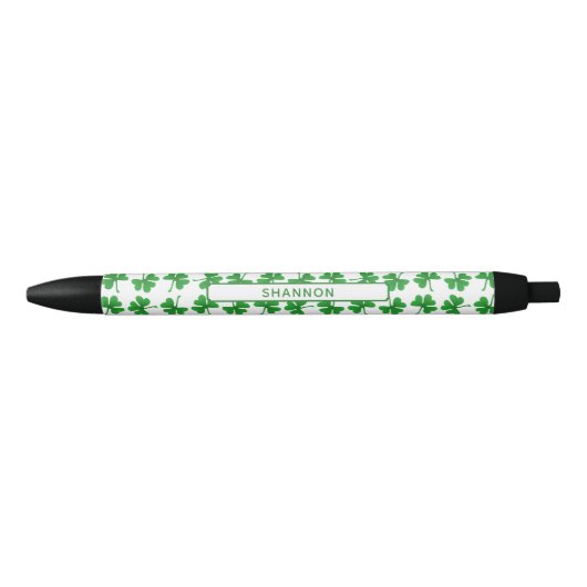 Gradient Green Irish Shamrock Pattern Zwarte Inkt Pen (Voorkant)