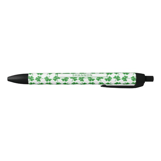 Gradient Green Irish Shamrock Pattern Zwarte Inkt Pen (Bodem)