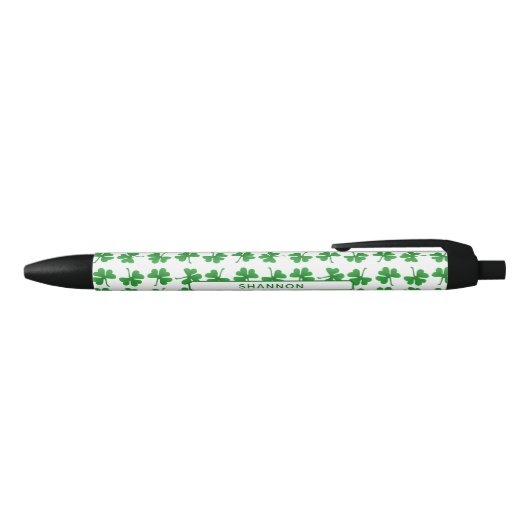 Gradient Green Irish Shamrock Pattern Zwarte Inkt Pen (Bovenkant)