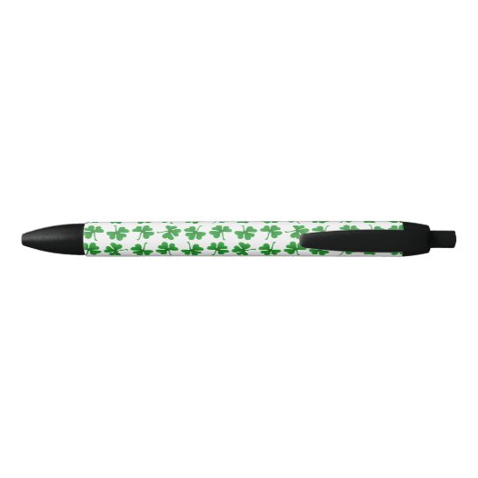 Gradient Green Irish Shamrock Pattern Zwarte Inkt Pen (Achterkant)