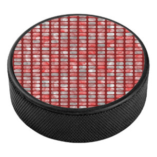 Gradiënt grijs en rood blokkenpatroon hockey puck
