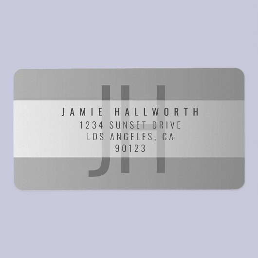 Gradiënt grijs | Monogrammed Return Address Etiket
