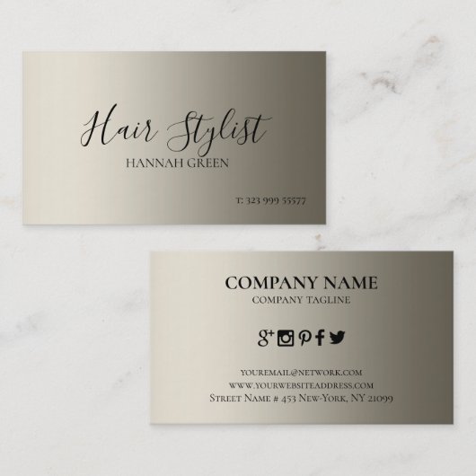 Gradiënt Grijze Achtergrond Visitekaartje (Voorkant / Achterkant)