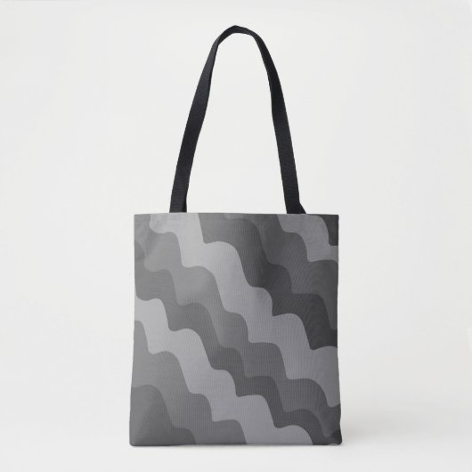 Gradiënt grijze golvende oceaangolven tote bag (Voorkant)
