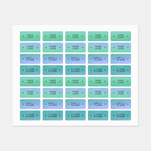 Gradiënt Groen Blauwe Kleur Gecodeerde sternaam Kl Labels (Vel)