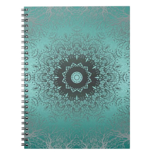 Gradiënt groen zijdevormig decoratief decor notitieboek (Voorkant)