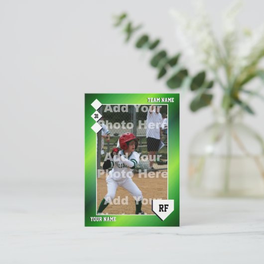 Gradiënt Groene Baseball Trading Kaart Aangepaste  Contactkaartje (Staand voorkant)