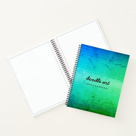 gradiënt groene blauwe schets doedle kunst notitieboek (Binnen)
