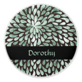 Gradiënt groene bloemblaadjes op zwart keramische knop (Voorkant)