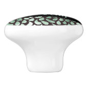 Gradiënt groene bloemblaadjes op zwart keramische knop (Zijkant)