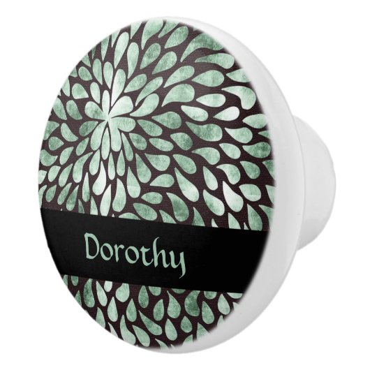 Gradiënt groene bloemblaadjes op zwart keramische knop (Rechts)