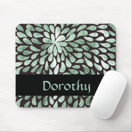 Gradiënt groene bloemblaadjes op zwart muismat