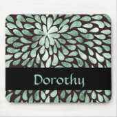 Gradiënt groene bloemblaadjes op zwart muismat (Voorkant)