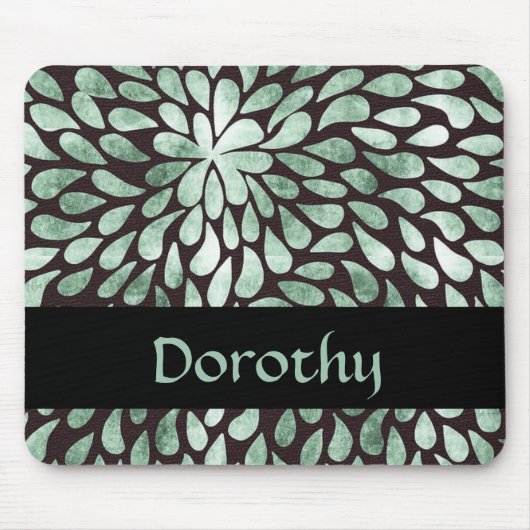 Gradiënt groene bloemblaadjes op zwart muismat (Voorkant)