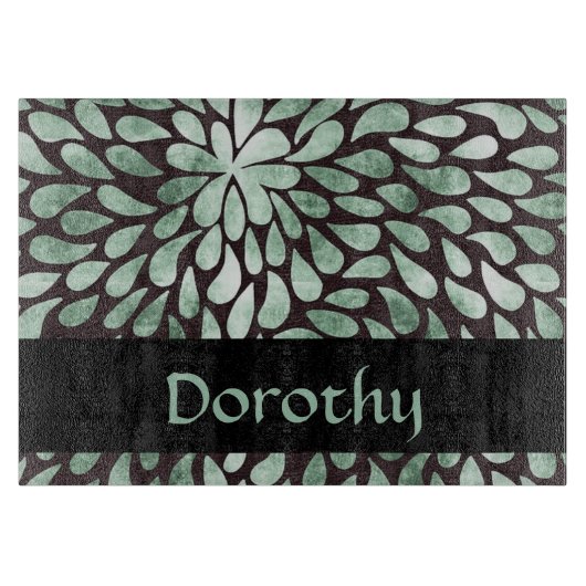 Gradiënt groene bloemblaadjes op zwart snijplank (Voorkant)