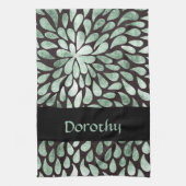 Gradiënt groene bloemblaadjes op zwart theedoek (Verticaal)